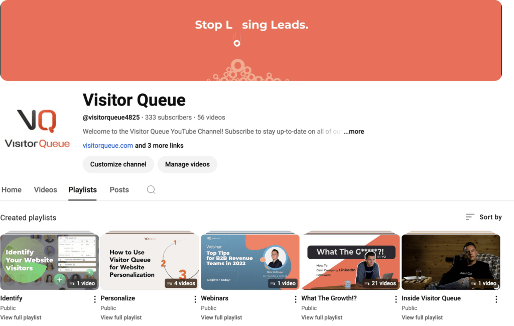 Visitor Queue YouTube Marketing Channel